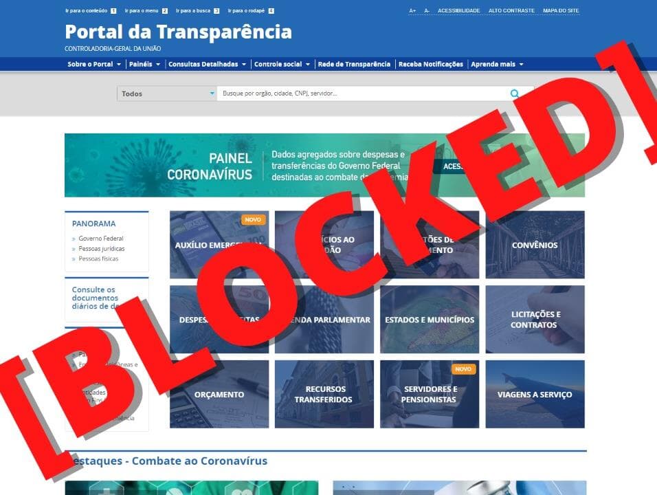 Não é seguro acessar o Portal de Transparência do governo federal