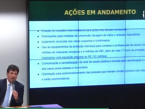 Ministro da Saúde fala na Câmara sobre pandemia de coronavírus