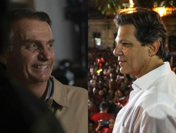 Diferença entre Bolsonaro e Haddad cai seis pontos, mostra Datafolha