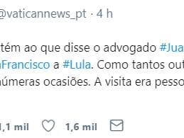 Vaticano nega ter enviado emissário e rosário abençoado a Lula: "Visita era pessoal"