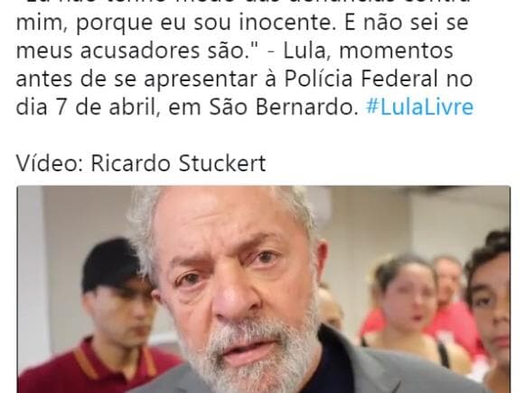 Lula fez vídeo antes da prisão e disse que teve chance de fugir do país: "Poderia ter ido para uma embaixada"