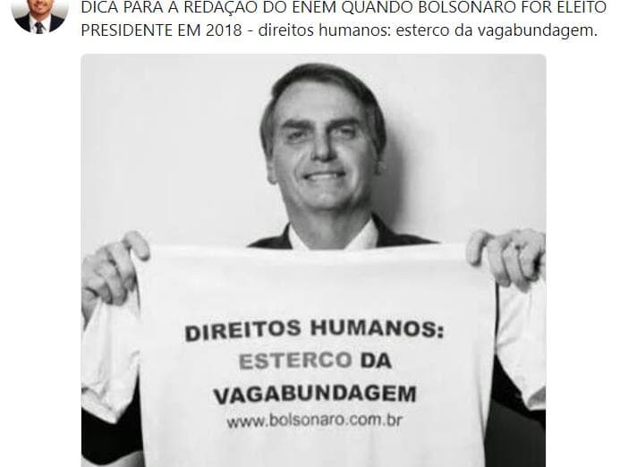 Em meio à polêmica do Enem, Bolsonaro chama direitos humanos de "esterco da vagabundagem"