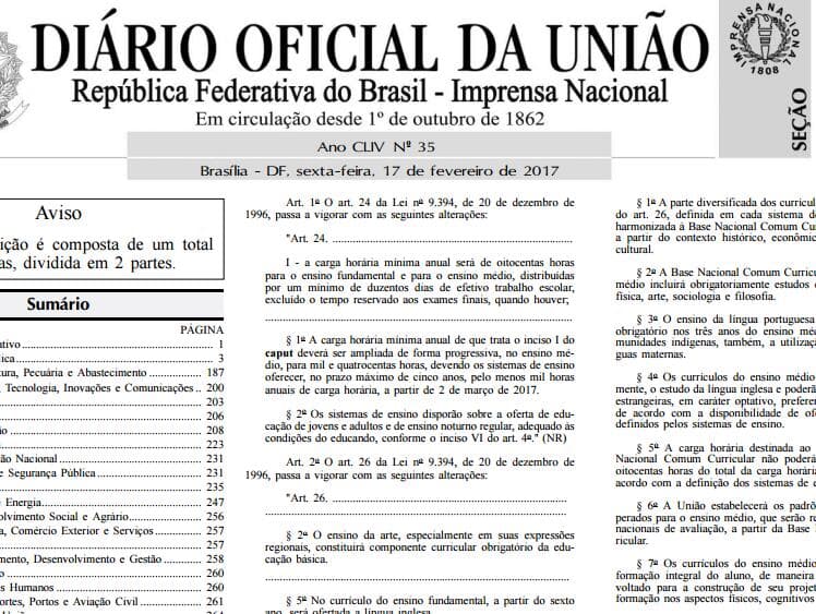 Confira a íntegra da lei da reforma do ensino médio