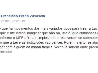 Filho de Teori relatou ameaças em maio: "Se algo acontecer com a família, já sabem onde procurar"