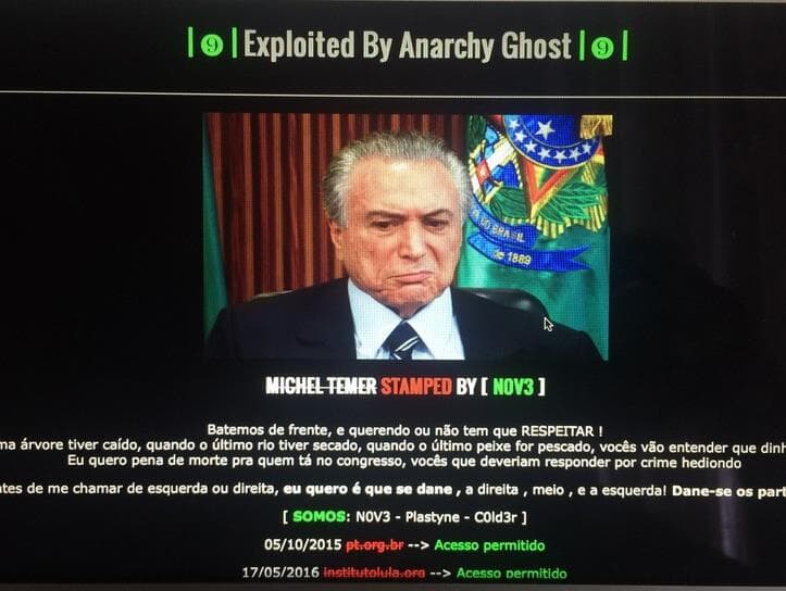 Site do PMDB com informações sobre Michel Temer é hackeado