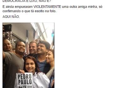 Estudante surpreende campanha de Pedro Paulo com cartaz que o acusa de "bater em mulher"