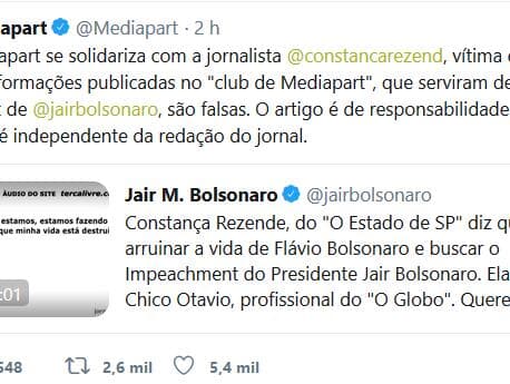 Bolsonaro reproduziu acusação falsa contra jornalista, diz site francês que originou a publicação