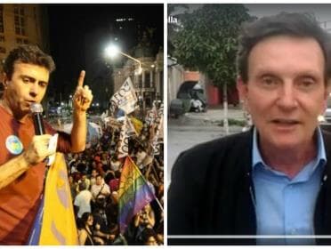 Crivella comemora e agradece a Deus; Freixo promete oposição