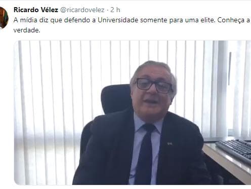 Universidade "não é para todos", mas "somente para algumas pessoas", diz ministro da Educação