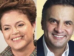 Dilma termina campanha no azul; Aécio, no vermelho