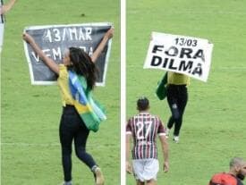 Manifestante invade gramado do Mané Garrincha e pede saída de Dilma