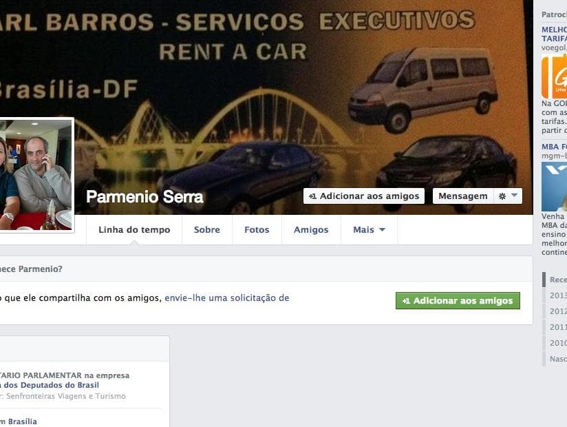 Parmênio divulga veículos pelo Facebook