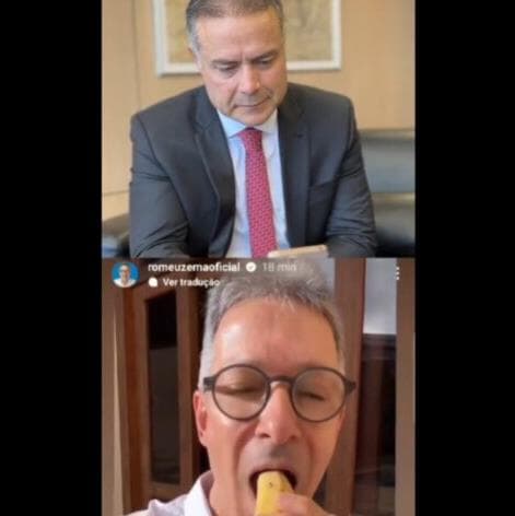 Zema come banana com casca para provocar Lula, e leva invertida de Renan Filho; vídeo