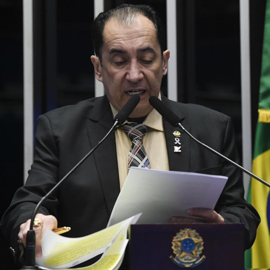 À tribuna, em pronunciamento, senador Jorge Kajuru (PSB-GO). - Jefferson Rudy/Agência Senado