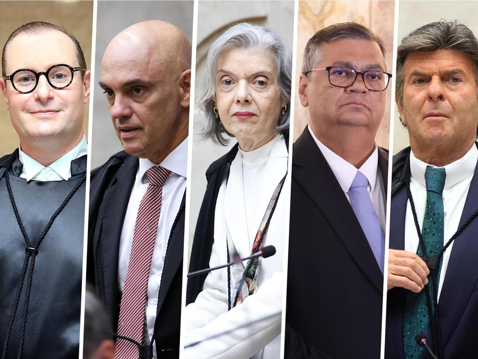 Cristiano Zanin, Alexandre de Moraes, Cármen Lúcia, Flávio Dino e Luiz Fux. - Fellipe Sampaio | Gustavo Moreno | Antonio Augusto | Antonio Augusto | Nelson Jr./STF
