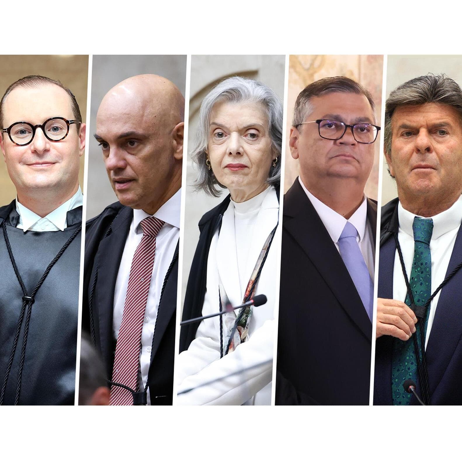 Cristiano Zanin, Alexandre de Moraes, Cármen Lúcia, Flávio Dino e Luiz Fux. - Fellipe Sampaio | Gustavo Moreno | Antonio Augusto | Antonio Augusto | Nelson Jr./STF
