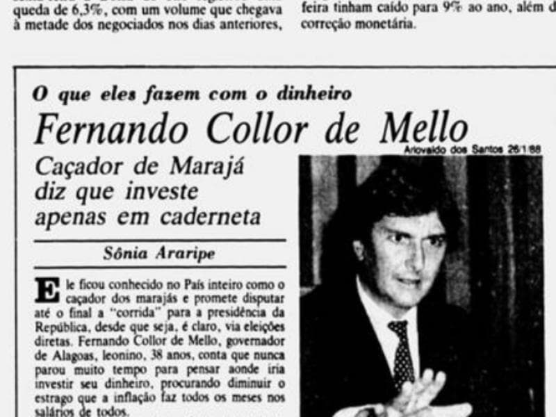 Com o apelido de "Caçador de Marajás", Collor moldou imagem de  inimigo da corrupção em campanha presidencial. - Hemeroteca Digital Brasileira/Reprodução