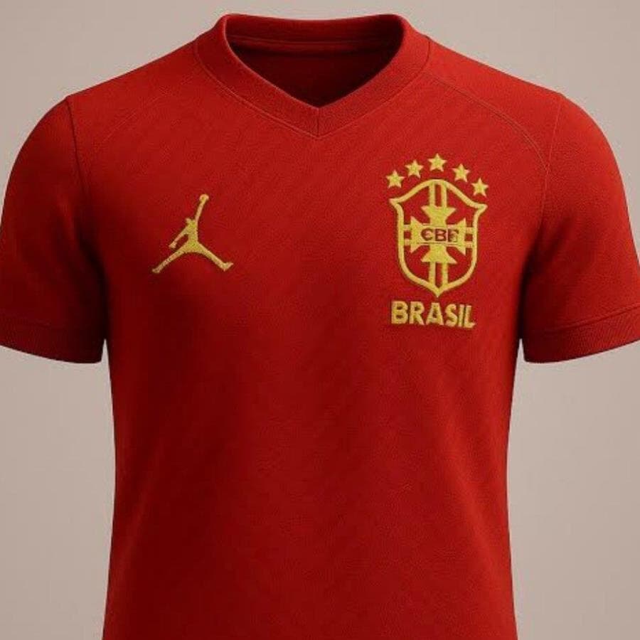Usuários de redes sociais vêm compartilhando imagens que simulam como seria o uniforme vermelho da seleção. - Reprodução/X