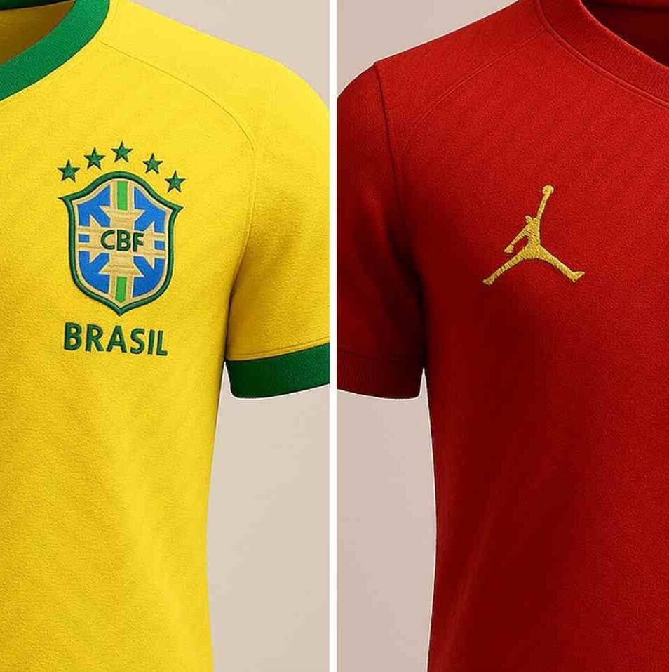 Camisa tradicional da CBF e a camisa vermelha. - Reprodução/Redes sociais