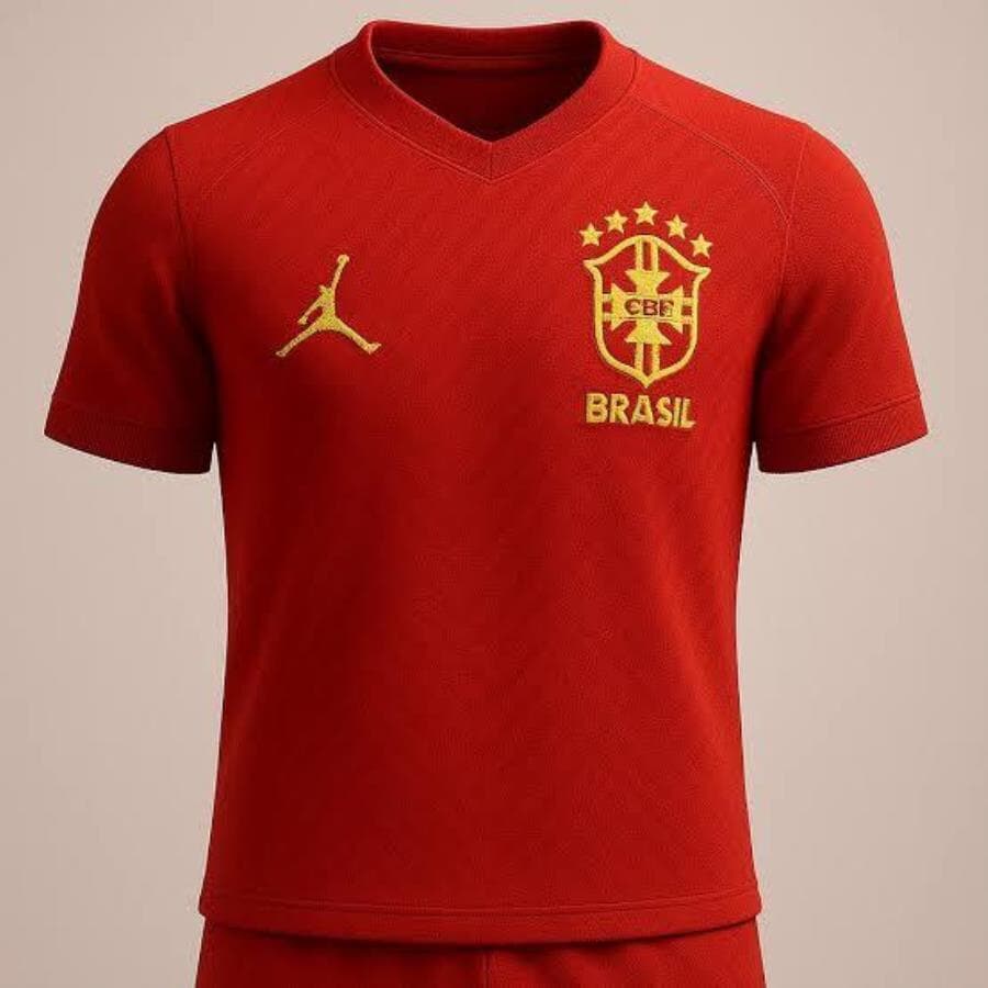 Imagens de uniforme vermelho da seleção se propagaram pelas redes sociais depois da publicação da notícia. - Reprodução/X (gerada por inteligência artificial)