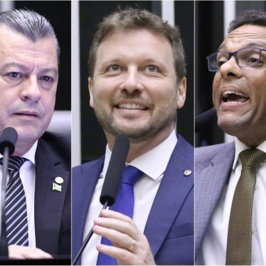 Os deputados Daniel Agrobom (PL-GO), Maurício Marcon (Podemos-MS) e Otoni de Paula (MDB-RJ) foram três dos que protocolaram projetos de lei contra o uniforme vermelho. - Fotos: Vinicius Loures/Câmara dos Deputados, Kayo Magalhães/Câmara dos Deputados e Kayo Magalhães / Câmara dos Deputados