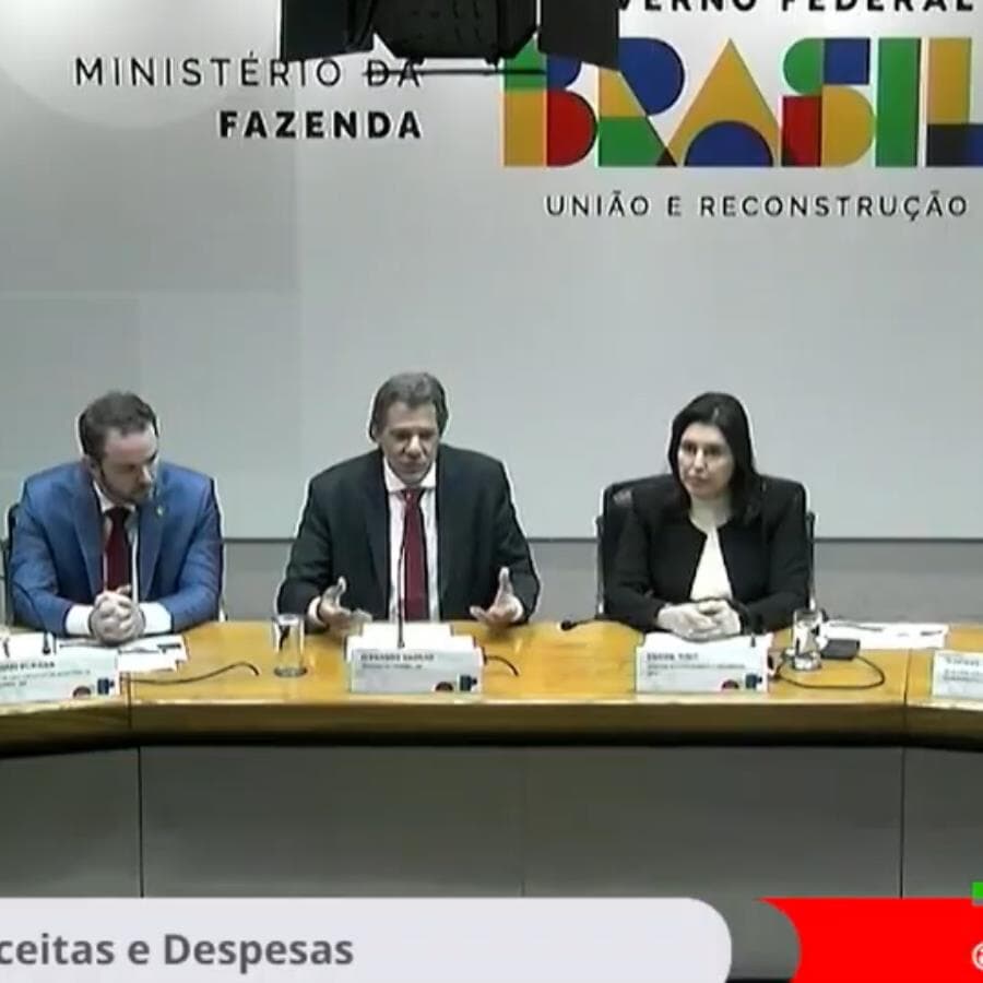 Coletiva sobre contenção de gastos. - Reprodução/YouTube Ministério da Fazenda.