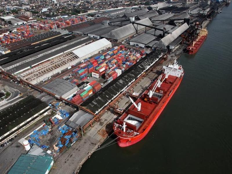 Vista aérea do Porto de Santos, no estado de São Paulo. - Divulgação/Codesp
