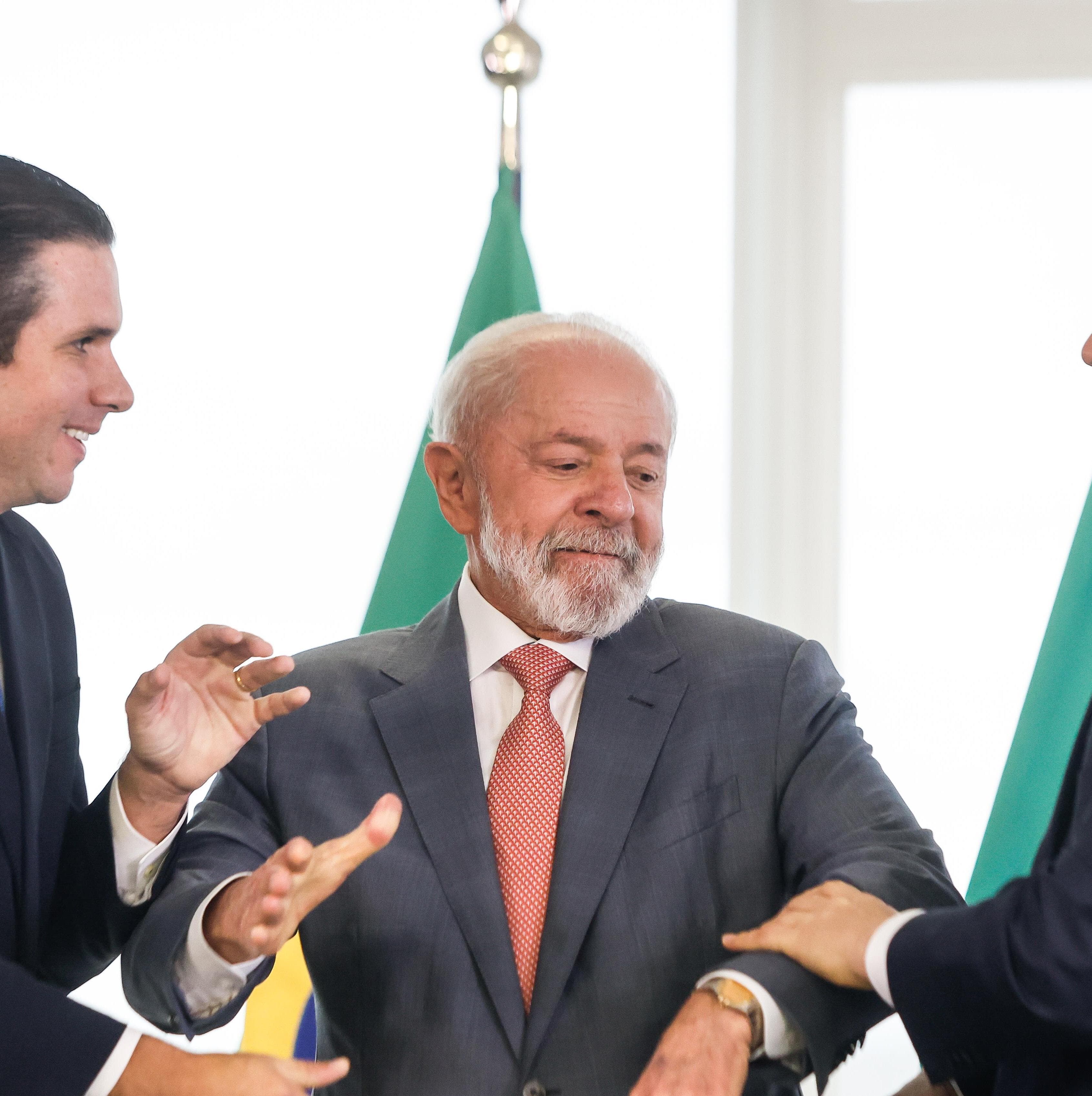Lula em encontro com os presidentes da Câmara, Hugo Motta, e do Senado, Davi Alcolumbre. - Gabriela Biló /Folhapress