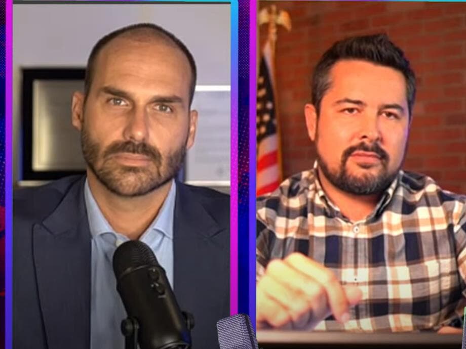 Eduardo Bolsonaro e Paulo Figueiredo participam de podcast. - Reprodução/YouTube