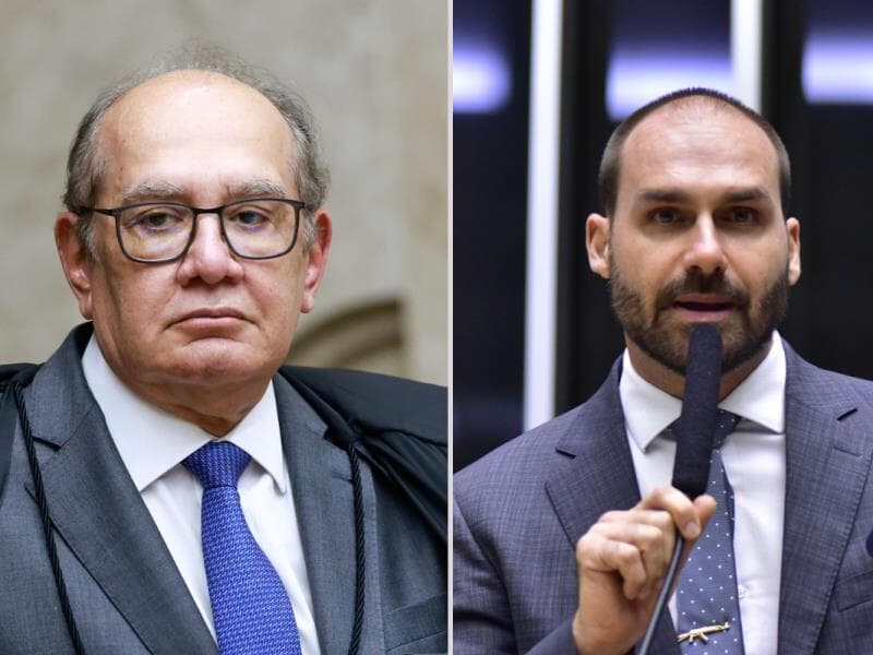 Gilmar Mendes critica Eduardo: "fugiu do Brasil para lesar a pátria". - Andressa Anholete/STF | Zeca Ribeiro/Câmara dos Deputados