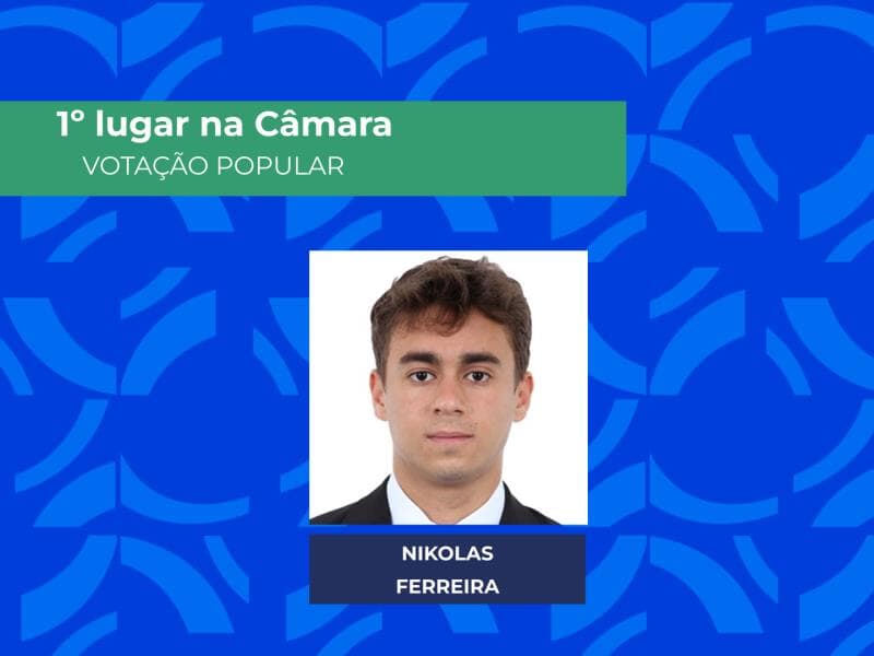 Deputado Nikolas Ferreira, 1º lugar na votação popular. - Arte Congresso em Foco