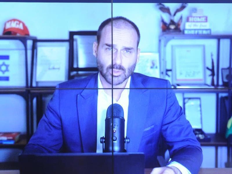 Instalado nos Estados Unidos, Eduardo participou de audiência na condição de palestrante convidado. - Renato Araújo/Câmara dos Deputados
