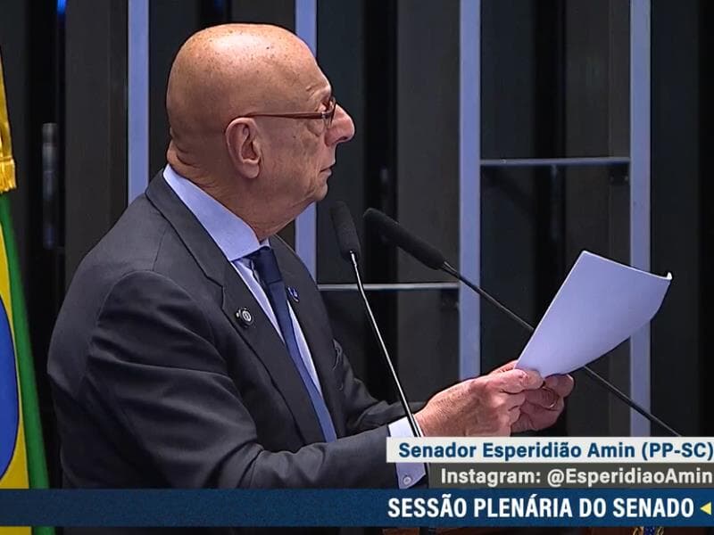 Esperidião Amin contesta Moraes após citação no julgamento do STF. - Reprodução/TV Senado
