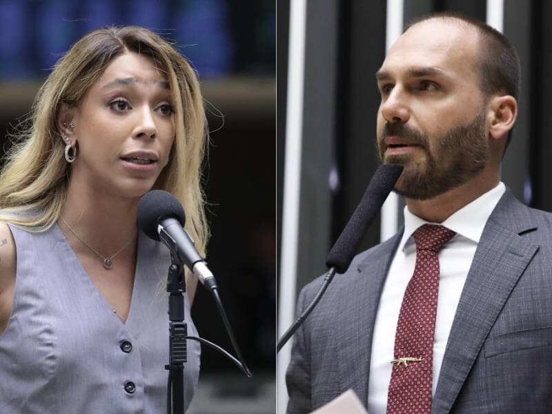 Erika Hilton afirma que a declaração ganhou gravidade por vir de um agente público. - Zeca Ribeiro/Câmara dos Deputados e Mario Agra / Câmara dos Deputados