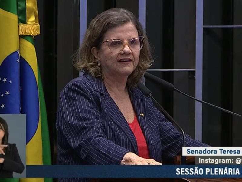 "Professores colocam as nações de pé", diz Teresa Leitão. - Reprodução/TV Senado