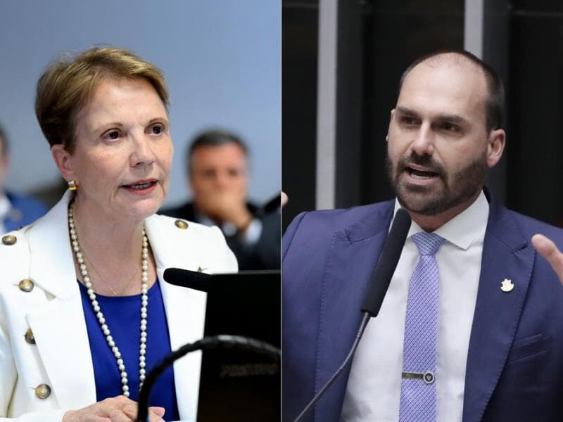 Tereza Cristina havia descartado apoio a Eduardo, afirmando que seu nome é "inviável" para 2026. - Marcos Oliveira/Agência Senado e Zeca Ribeiro/Câmara dos Deputados