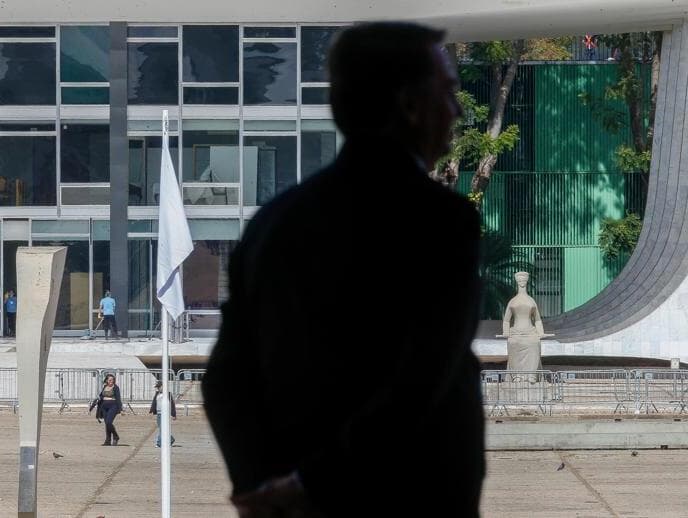 Bolsonaro, quando presidente, de frente ao Supremo Tribunal Federal. - Pedro Ladeira/Folhapress