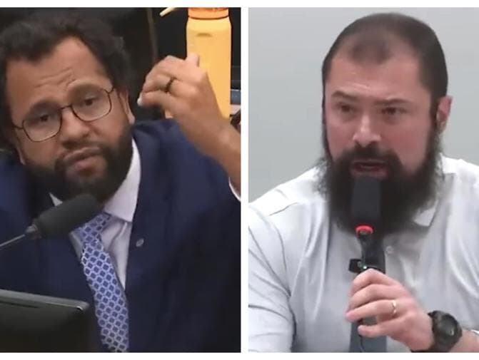 Pastor Henrique Vieira e Paulo Bilynskyj protagonizaram bate-boca que levou à suspensão da reunião da Comissão de Segurança Pública. - Montagem Congresso em Foco