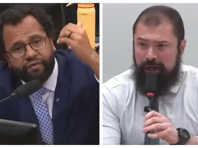 Pastor Henrique Vieira e Paulo Bilynskyj protagonizaram bate-boca que levou à suspensão da reunião da Comissão de Segurança Pública. - Montagem Congresso em Foco