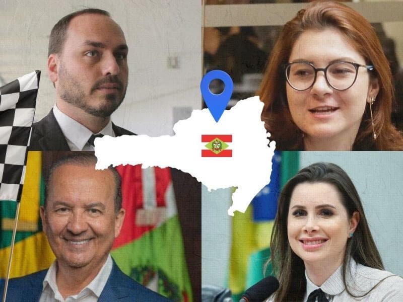 Carlos Bolsonaro enfrenta resistência de lideranças locais do PL, que defendem a elaboração de chapa formada por políticos catarinenses ao Senado. - Arte Congresso em Foco