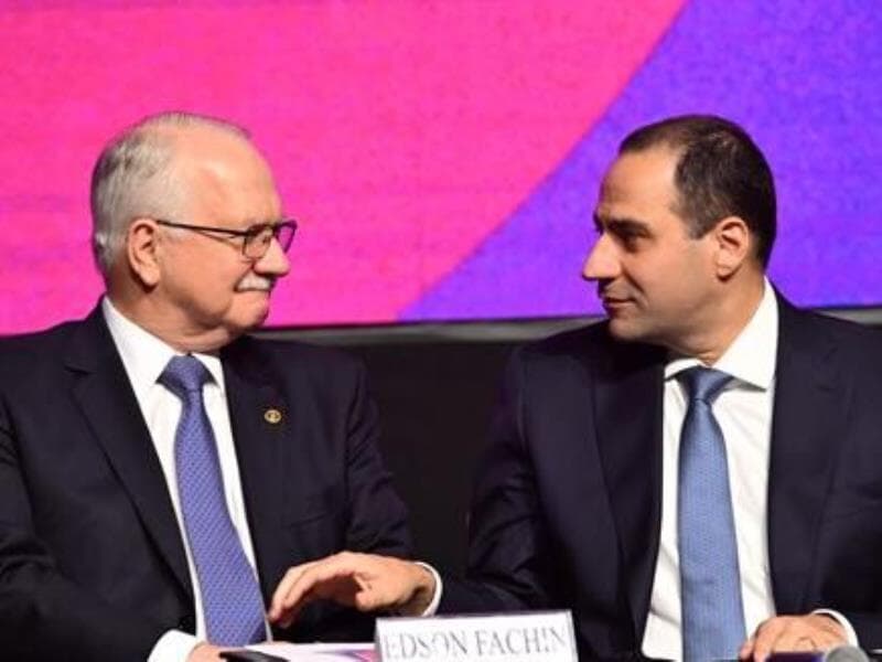 Ministro Edson Fachin e o presidente da OAB, Betto Simonetti. - Eugênio Novaes/OAB