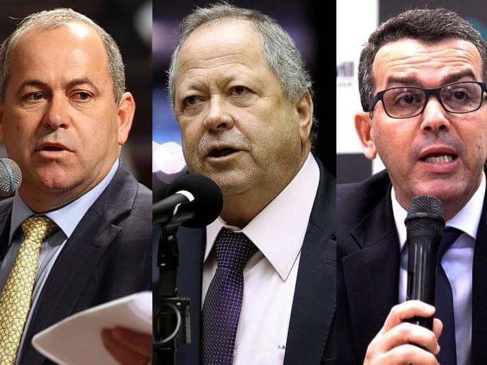 Da esquerda para a direita: os irmãos Domingos e Chiquinho Brazão e o delegado Rivaldo Barbosa. Os três estão presos, acusados pelas mortes de Marielle e Anderson Gomes. - Montagem | Alerj,  Agência Câmara e Agência Brasil