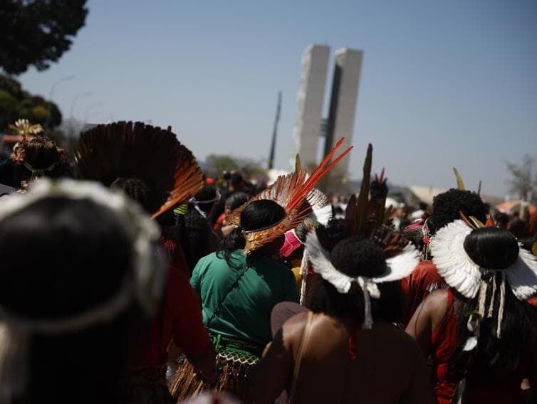 Marcha das Mulheres Indígenas reuniu milhares de participantes de diversas etnias e estados na Esplanada dos Ministérios no último mês de agosto. - Pedro Ladeira/Folhapress