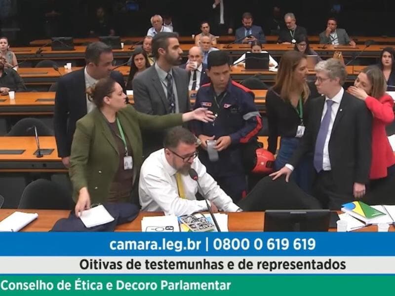 Sessão do Conselho de Ética é encerrada após deputado Marcos Pollon passar mal. - Reprodução/YouTube