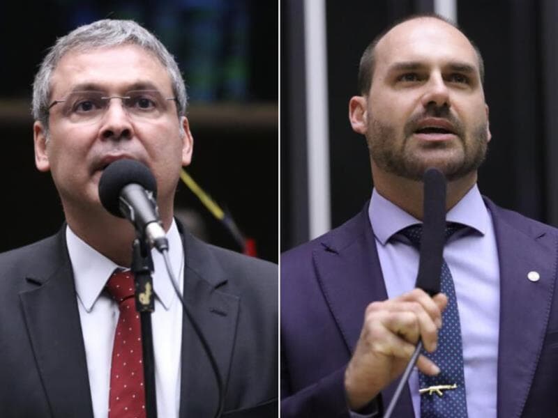 Lindbergh Farias e Eduardo Bolsonaro. - Kayo Magalhães/Mário Agra/Câmara dos Deputados