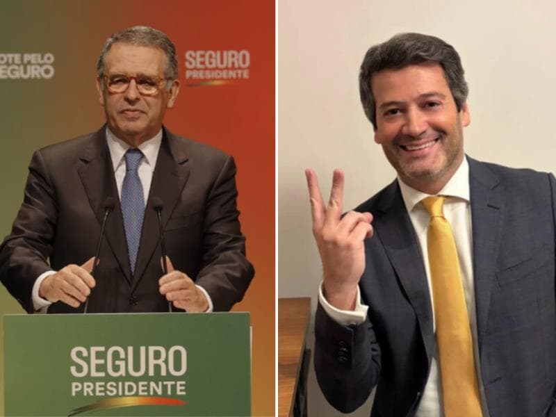 O segundo turno da eleição portuguesa será disputado por António José Seguro (à esq.) e André Ventura (à dir.). - Reprodução/Instagram