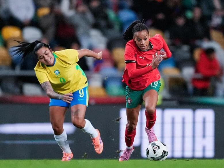 Amistoso internacional feminino entre Portugal e Brasil no Estadio Municipal de Aveiro em 2 de dezembro de 2025. - Pedro Loureiro/Sports Press Photo/Fotoarena/Folhapress