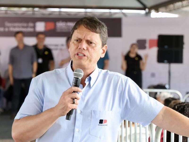 Tarcísio foi alvo de críticas durante a semana por não ter citado apoio a Flávio. - CELIO MESSIAS / GOVERNO DE SP