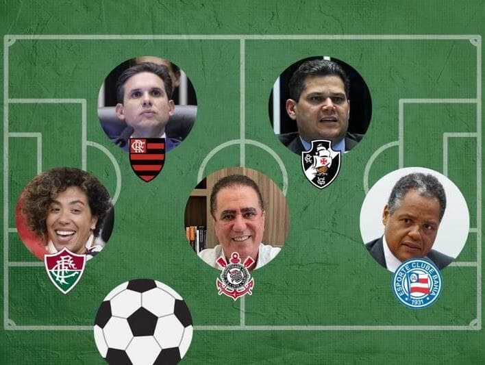 Presidentes das duas Casas torcem para times rivais. - Arte Congresso em Foco.