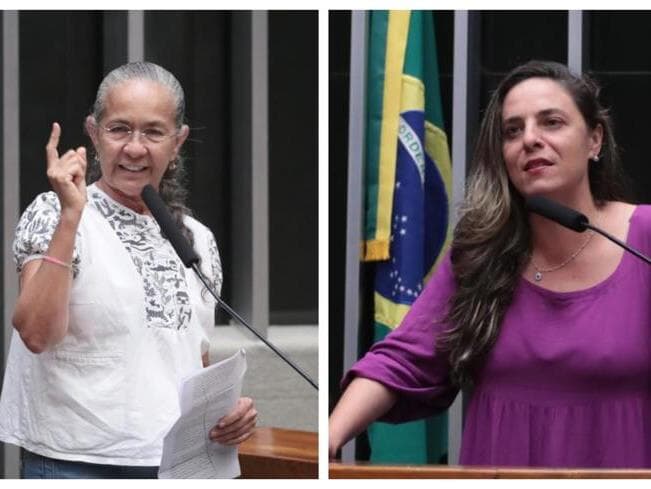 Heloísa Helena e Fernanda Melchionna correm atrás das assinaturas necessárias para criação de uma comissão parlamentar mista de inquérito sobre o Banco Master. - Bruno Spada/Agência Câmara | Montagem Congresso em Foco